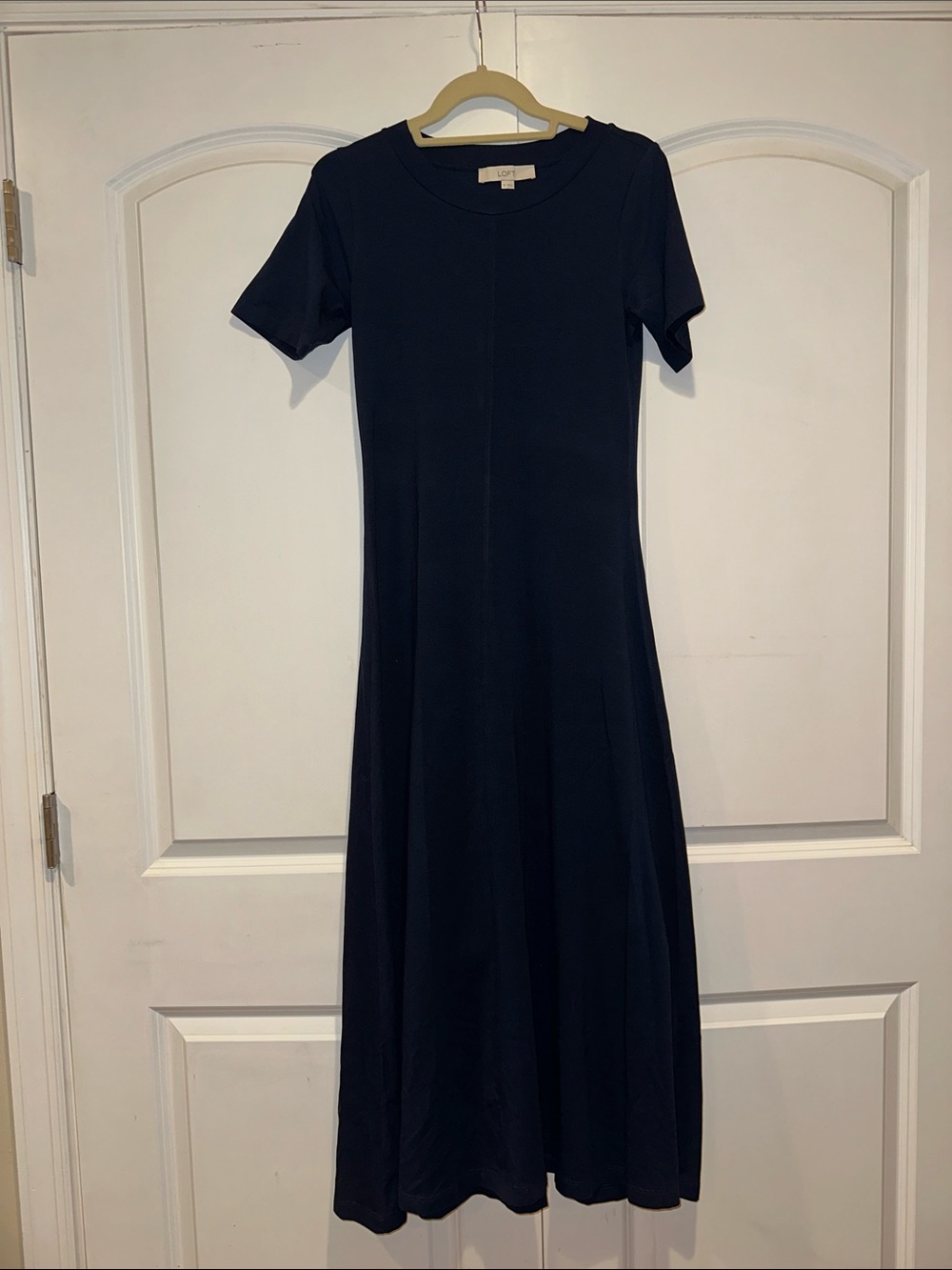 LOFT Navy Short-Sleeve Maxi Dress NWOT